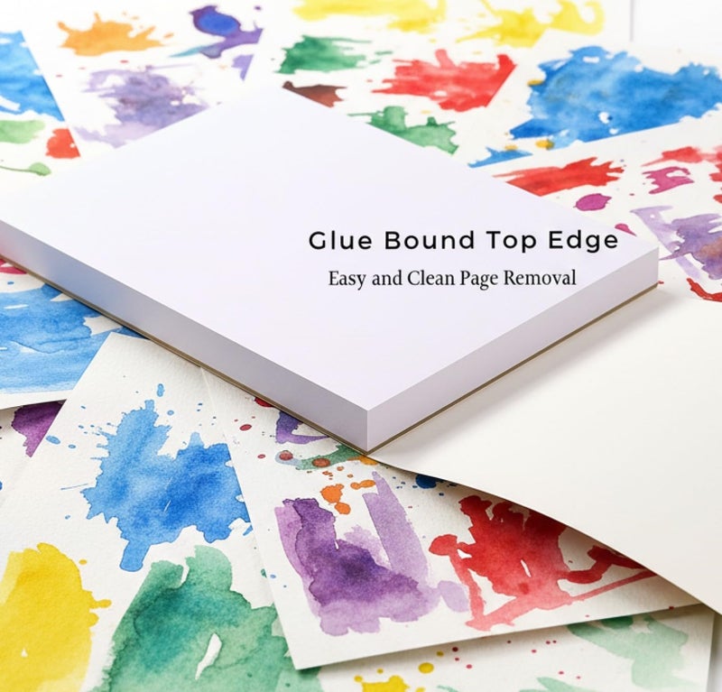 ASHBY 100 Sheets - Watercolor Paper Pads (9"x12") - Premium Thick Pages (220 GSM) - Also Great for Drawing, Finger Painting & Sketching; Easy Tear Design - Natural White; Water Color Paper/Watercolor Pads - Image 3
